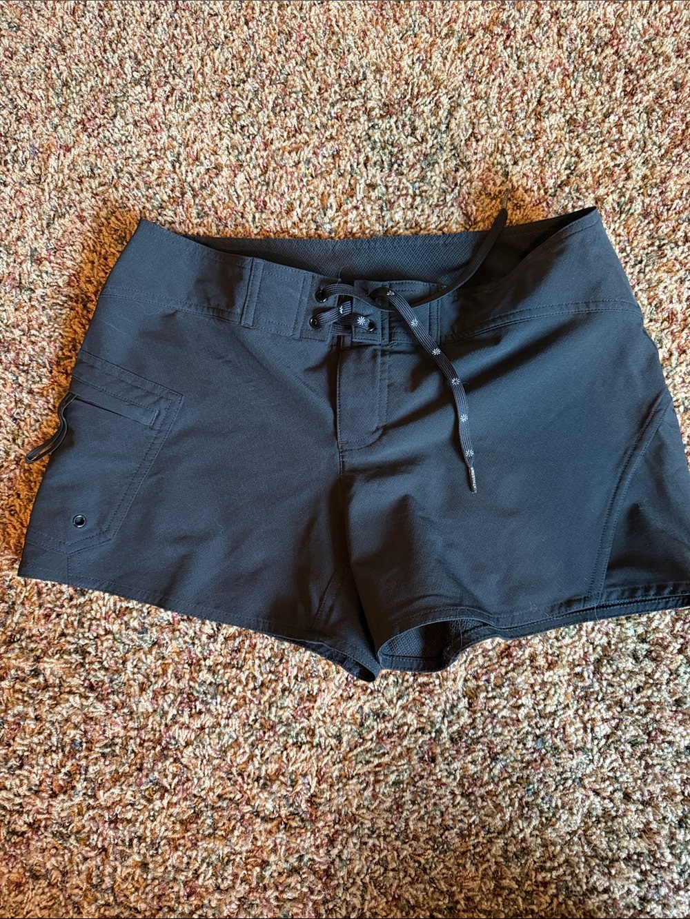 Athleta Black Makaha Lace-Up Swim Board Shorts Size 6